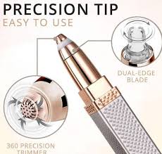 Updated Design 2-in-1 Flawless Eyebrow Trimmer | USB Rechargeable 2in1 Flawless Trimmer With Wire & Cleaning Brush | Eyebrow & Upper Lips Trimmer For Women | Silver Color (Rechargeable)