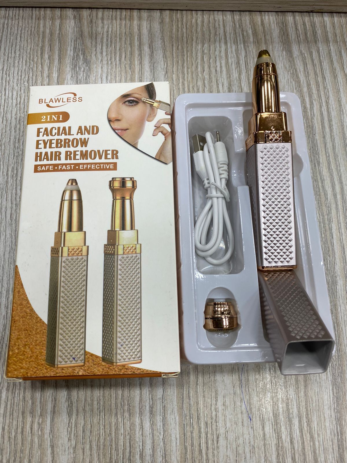 Updated Design 2-in-1 Flawless Eyebrow Trimmer | USB Rechargeable 2in1 Flawless Trimmer With Wire & Cleaning Brush | Eyebrow & Upper Lips Trimmer For Women | Silver Color (Rechargeable)
