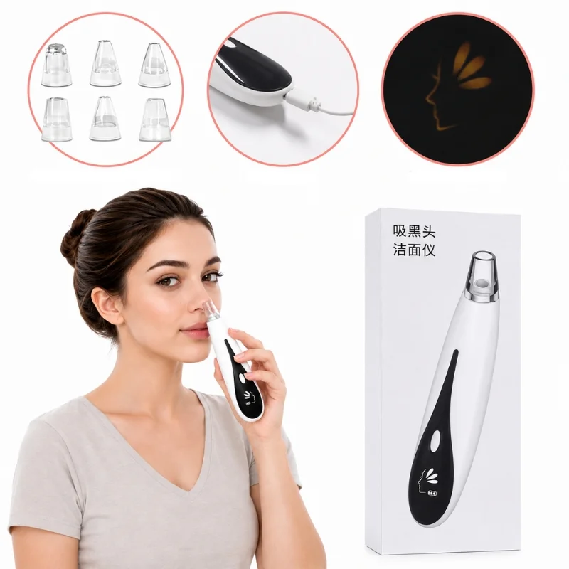 5-in-1 Blackhead Remover Machine Rechargeable | Face Vacuum Derma Suction With 5 Heads | Blackhead Removing Machine