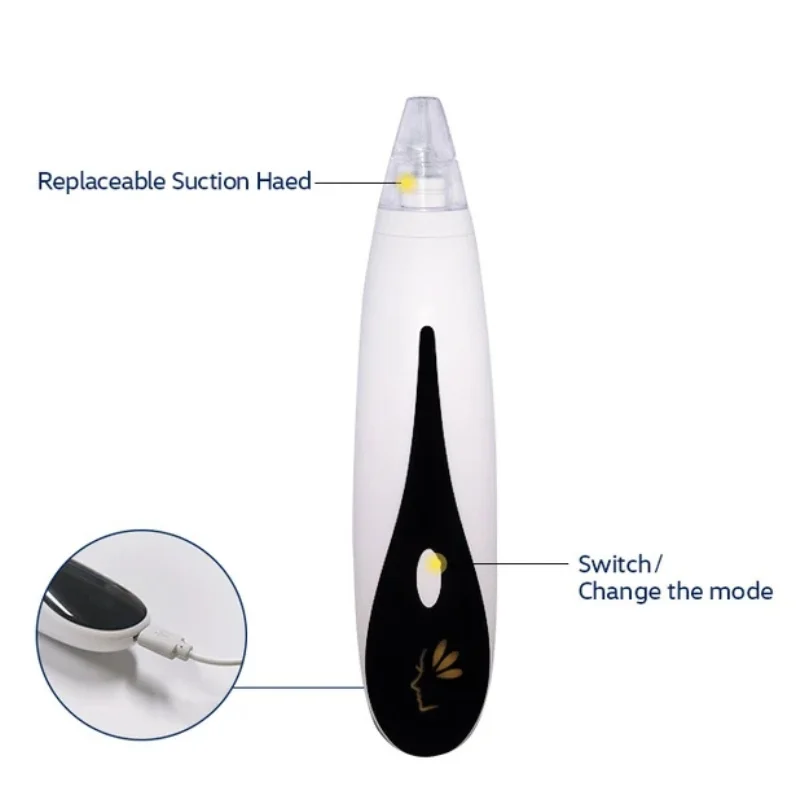 5-in-1 Blackhead Remover Machine Rechargeable | Face Vacuum Derma Suction With 5 Heads | Blackhead Removing Machine