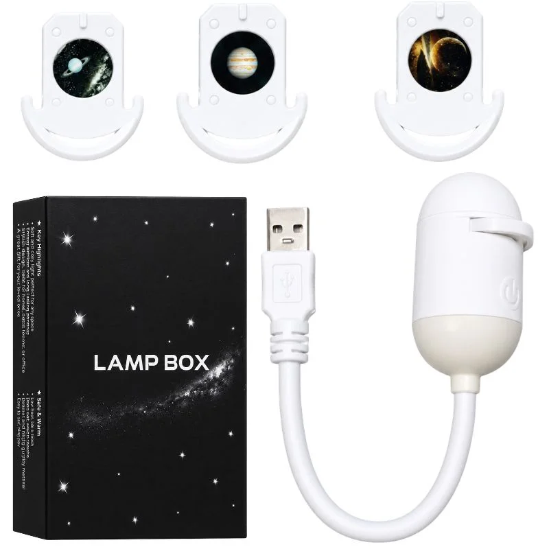 Galaxy Starry Sky Lamp Box | 2-in-1 Projector Night Light with 3 Projection Lenses | Built-in Night Light