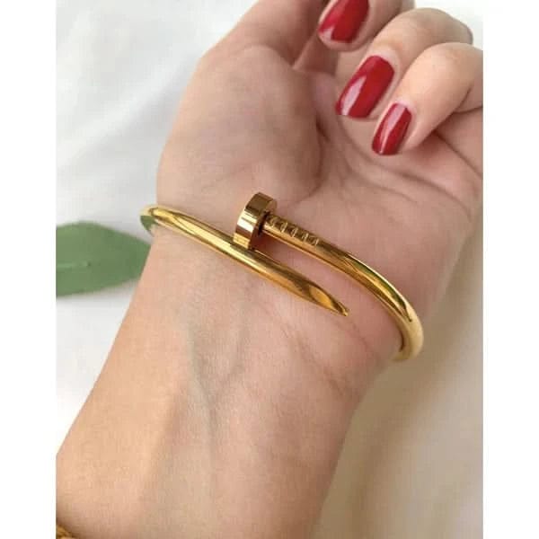 Cartier Nail Bangle – Stainless Steel | Iconic Luxury Design (Golden)