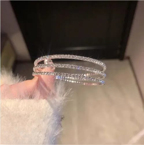3-in-1 Elegant Zircon Bangle Set for Women – Premium Silver & Golden Plated Bangles with Sparkling Zircon Stones | Stylish Party Wear & Everyday Jewelry - Golden