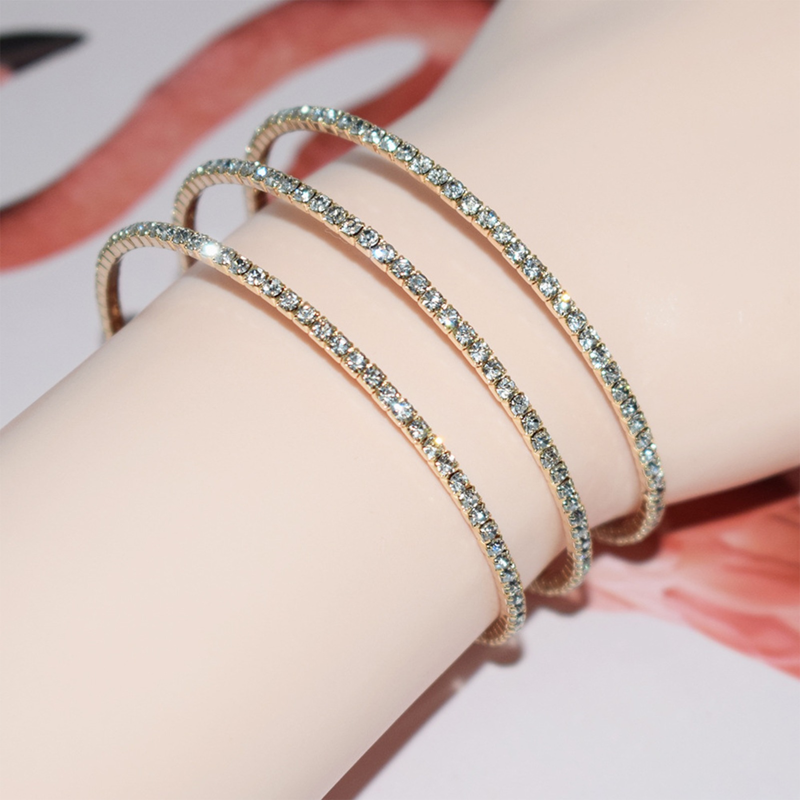 3-in-1 Elegant Zircon Bangle Set for Women – Premium Silver & Golden Plated Bangles with Sparkling Zircon Stones | Stylish Party Wear & Everyday Jewelry - Golden